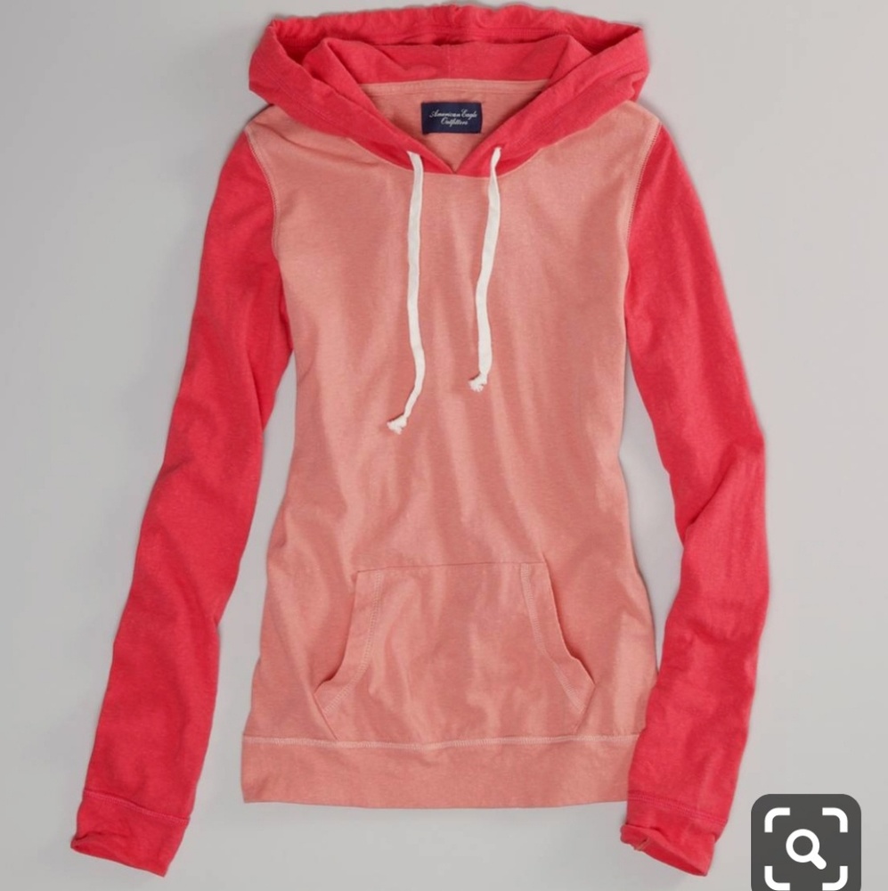 Pink hooded long sleeved shirt